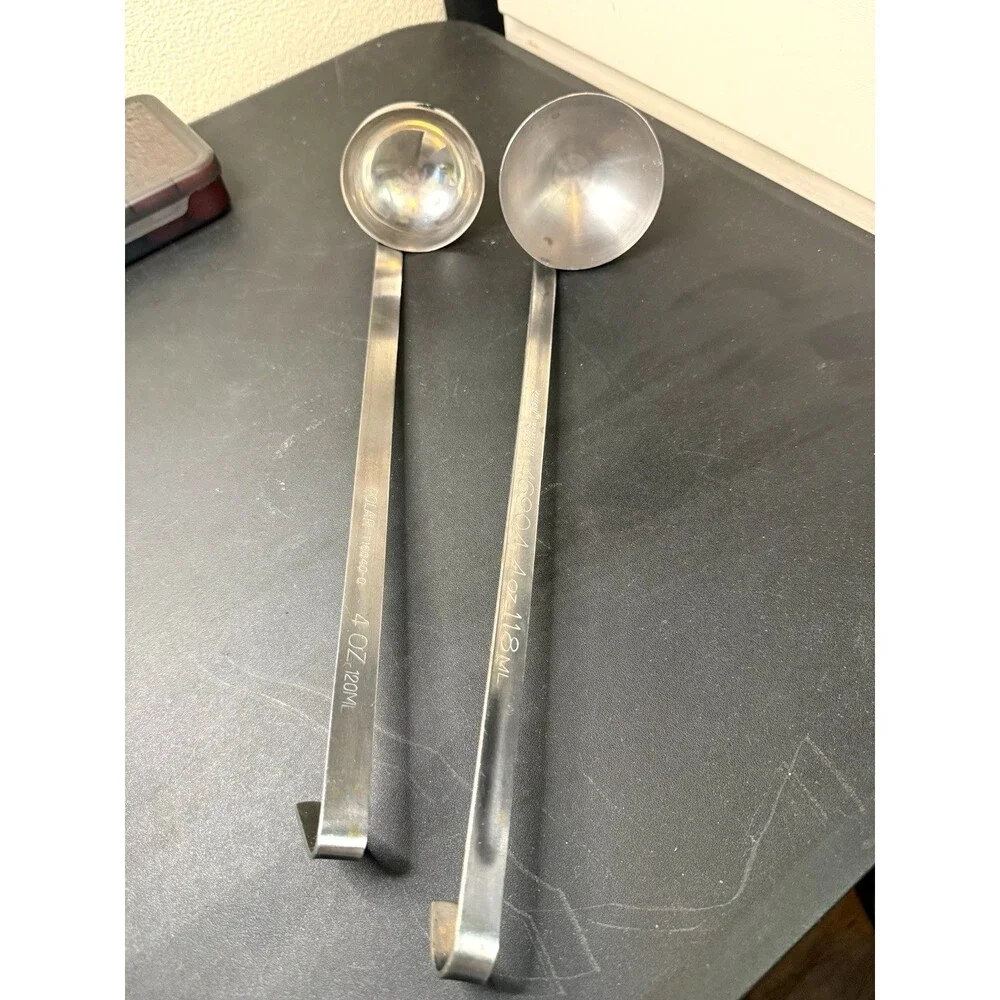 Vintage Vollrath and Polar Pair Stainless Steel 4 OZ Sauce Ladle 13
